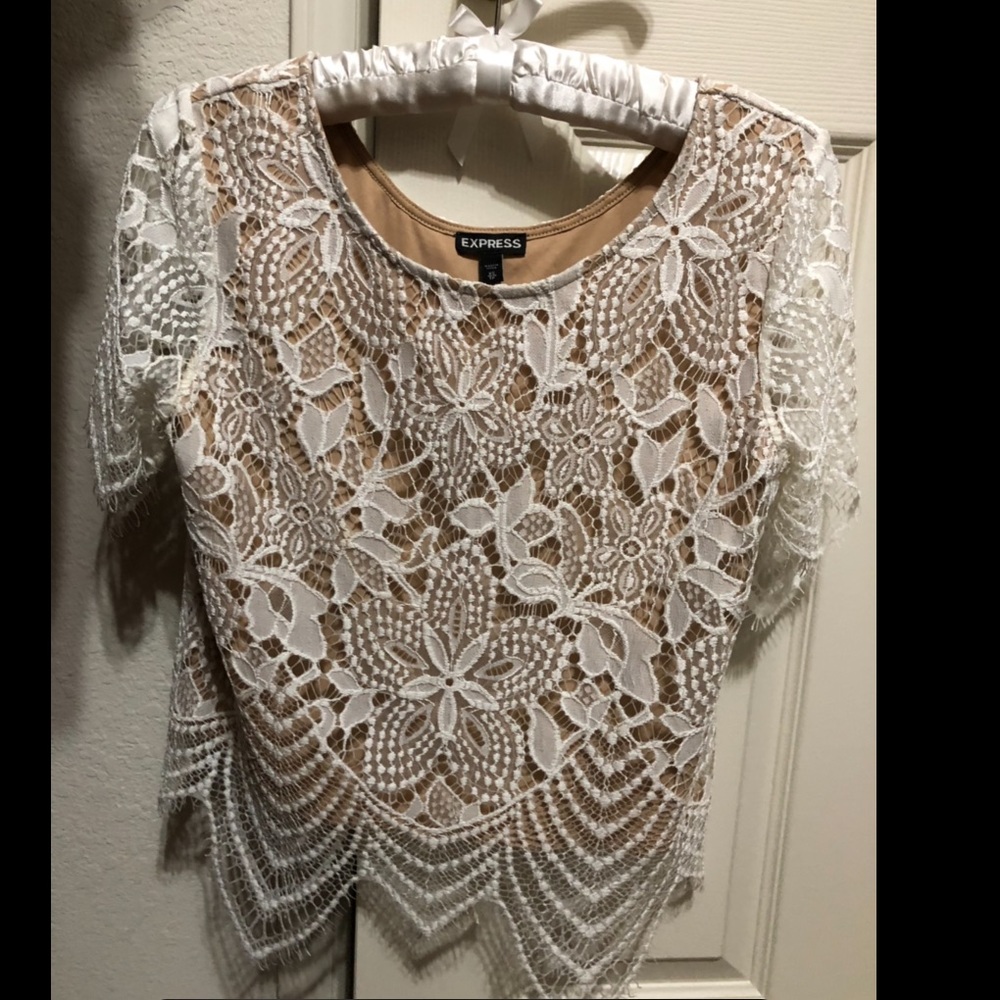 EXPRESS lace crop top floral